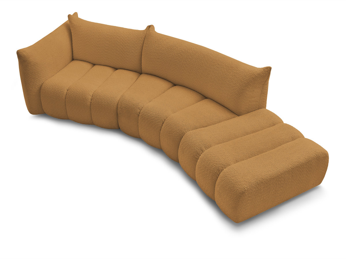 Canapé incurvé fixe 4 places AZRA tissu bouclette