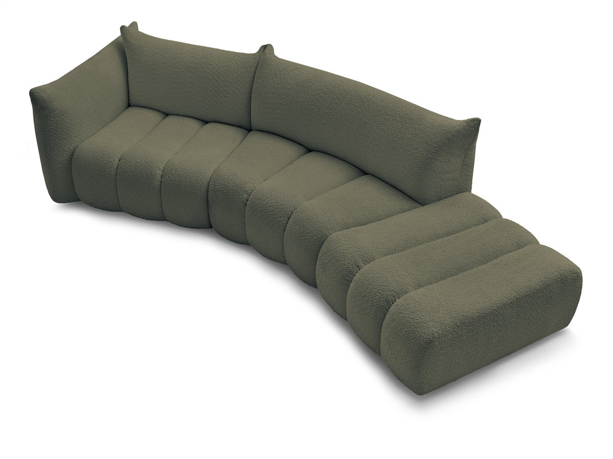 Canapé incurvé fixe 4 places AZRA tissu bouclette