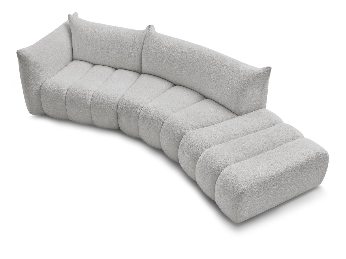 Canapé incurvé fixe 4 places AZRA tissu bouclette