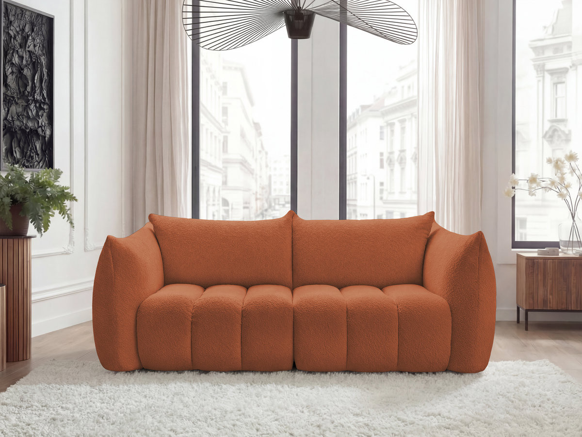 Canapé droit 3 places AZRA bouclette orange — vue 4