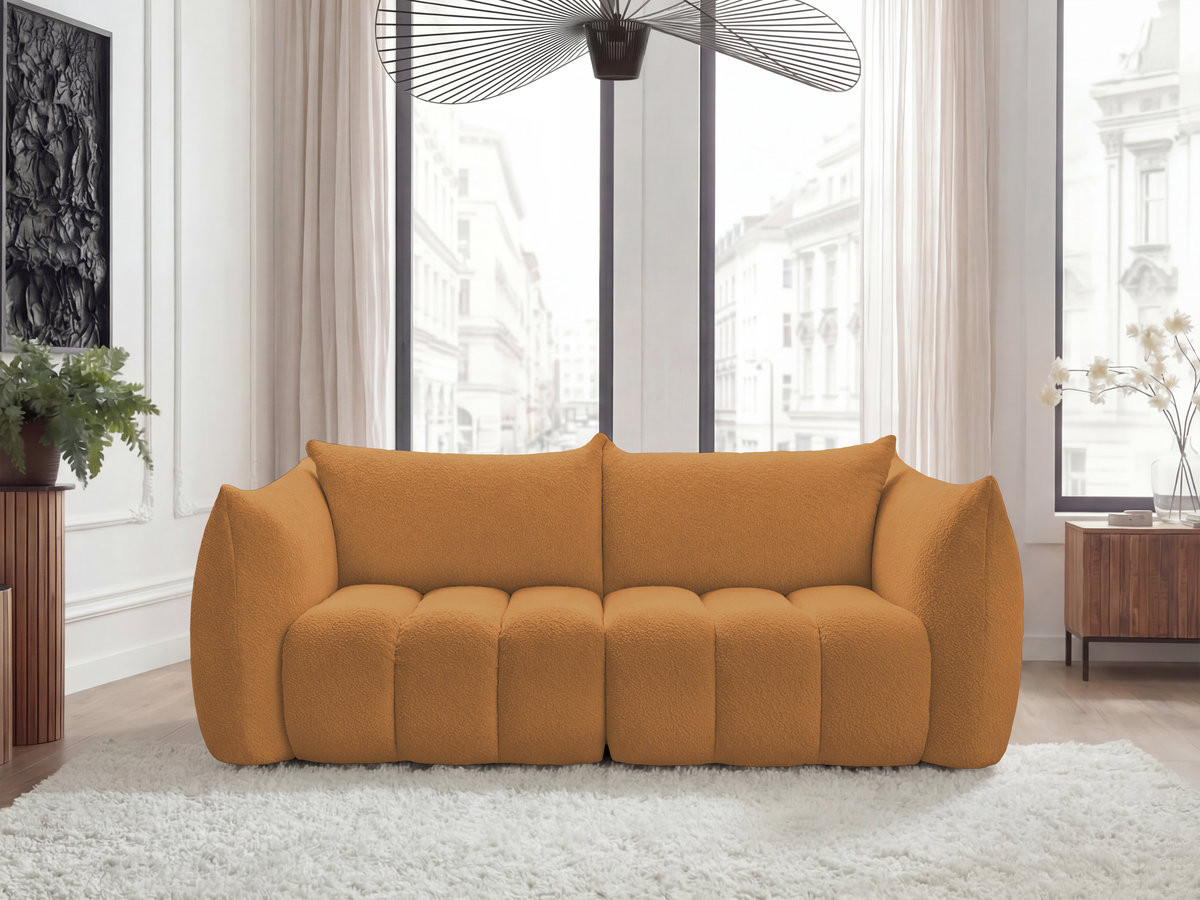 Canapé droit fixe 3 places AZRA tissu bouclette