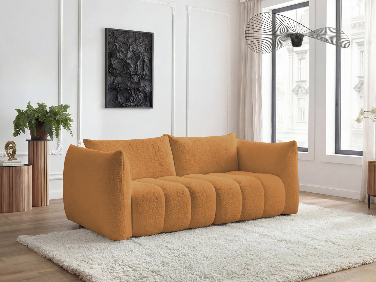 Canapé droit fixe 3 places AZRA tissu bouclette