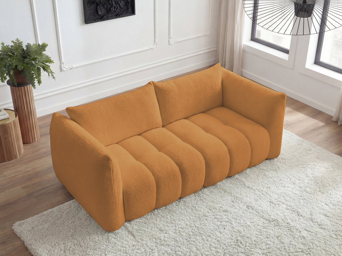 Canapé droit 3 places AZRA bouclette jaune — vue 6