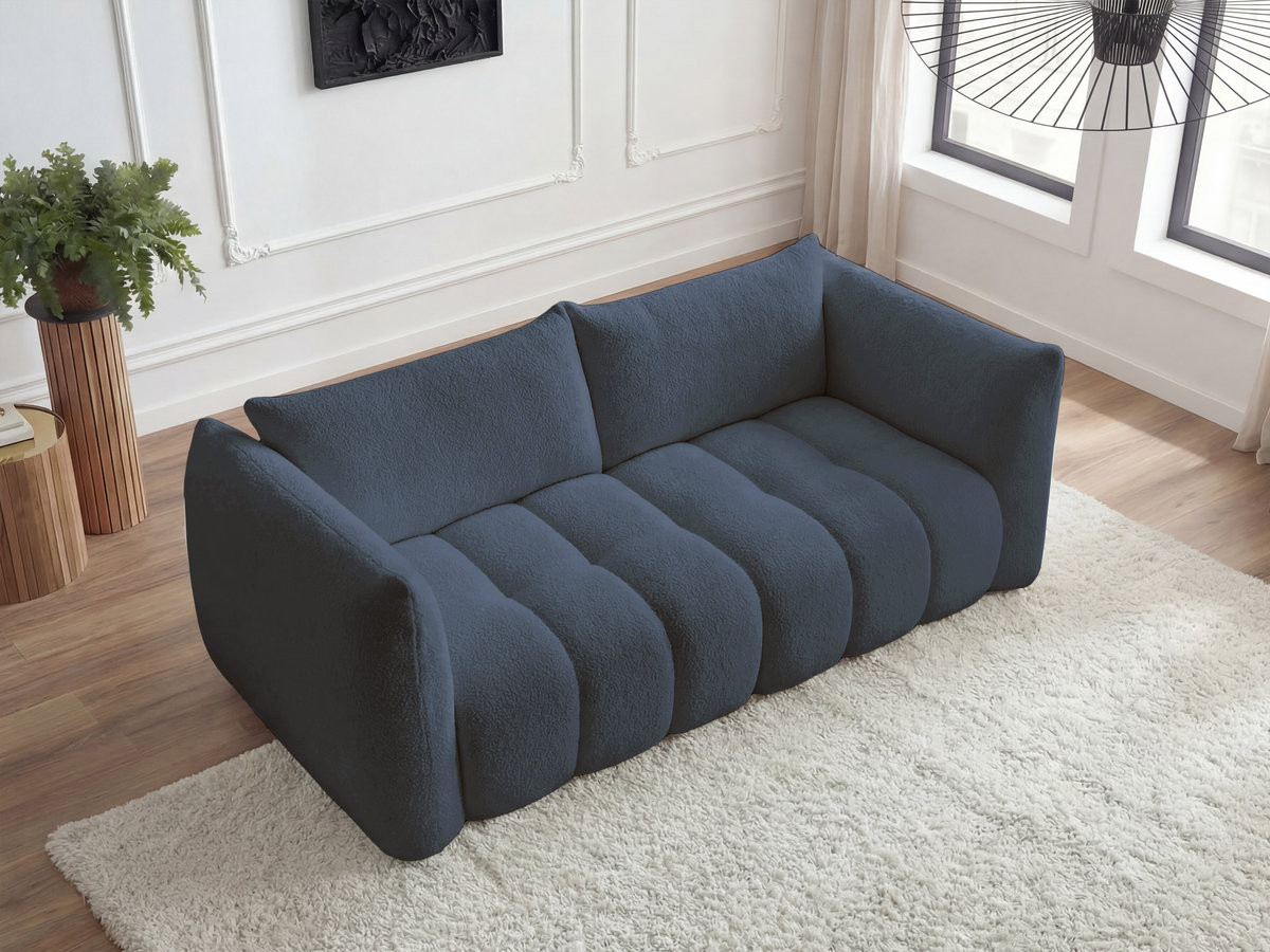 Canapé droit fixe 3 places AZRA tissu bouclette