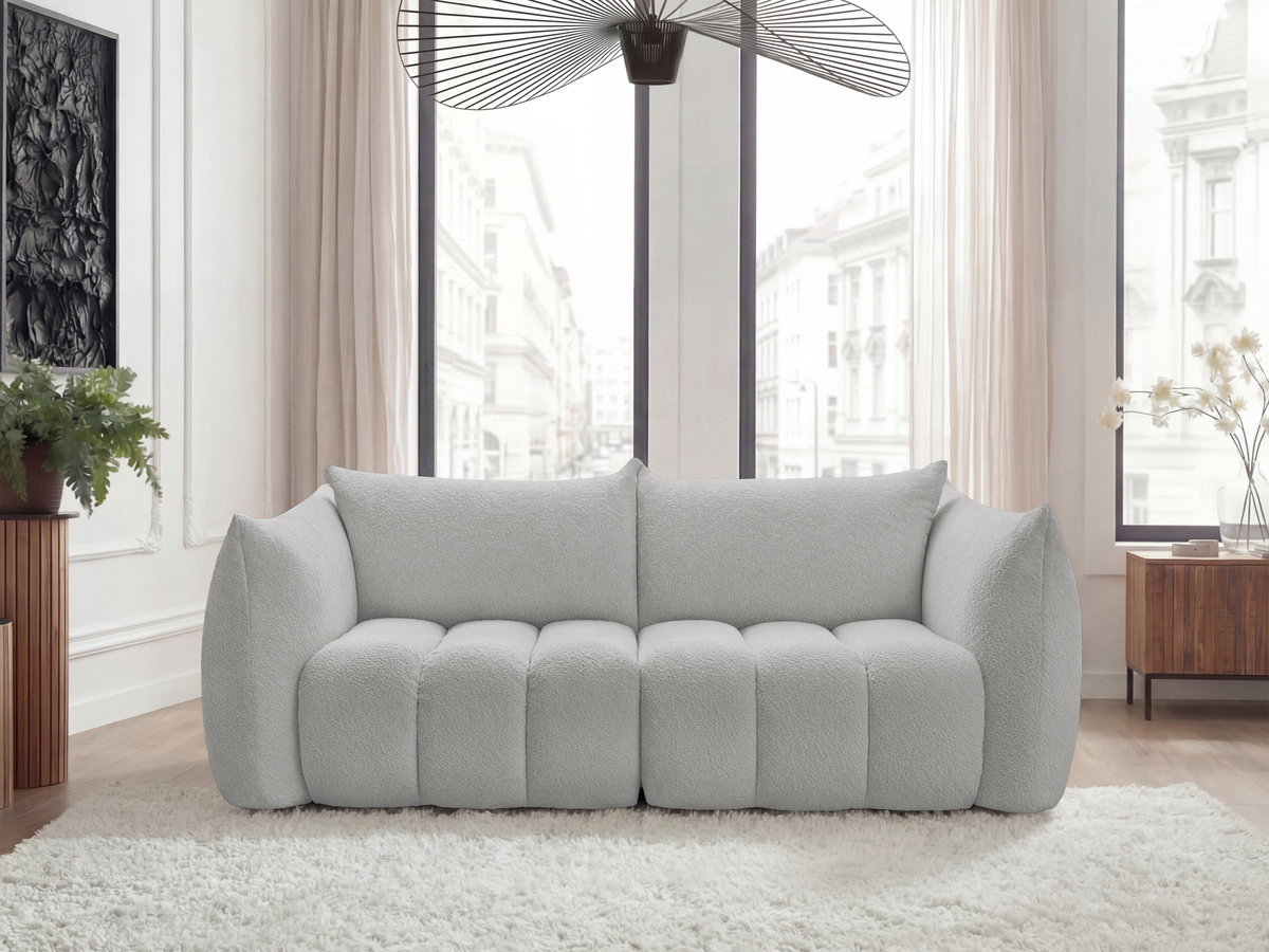 Canapé droit 3 places AZRA bouclette gris clair — vue 4