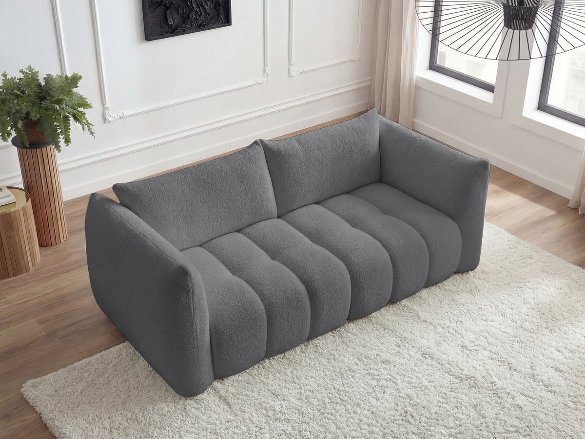 Canapé droit fixe 3 places AZRA tissu bouclette