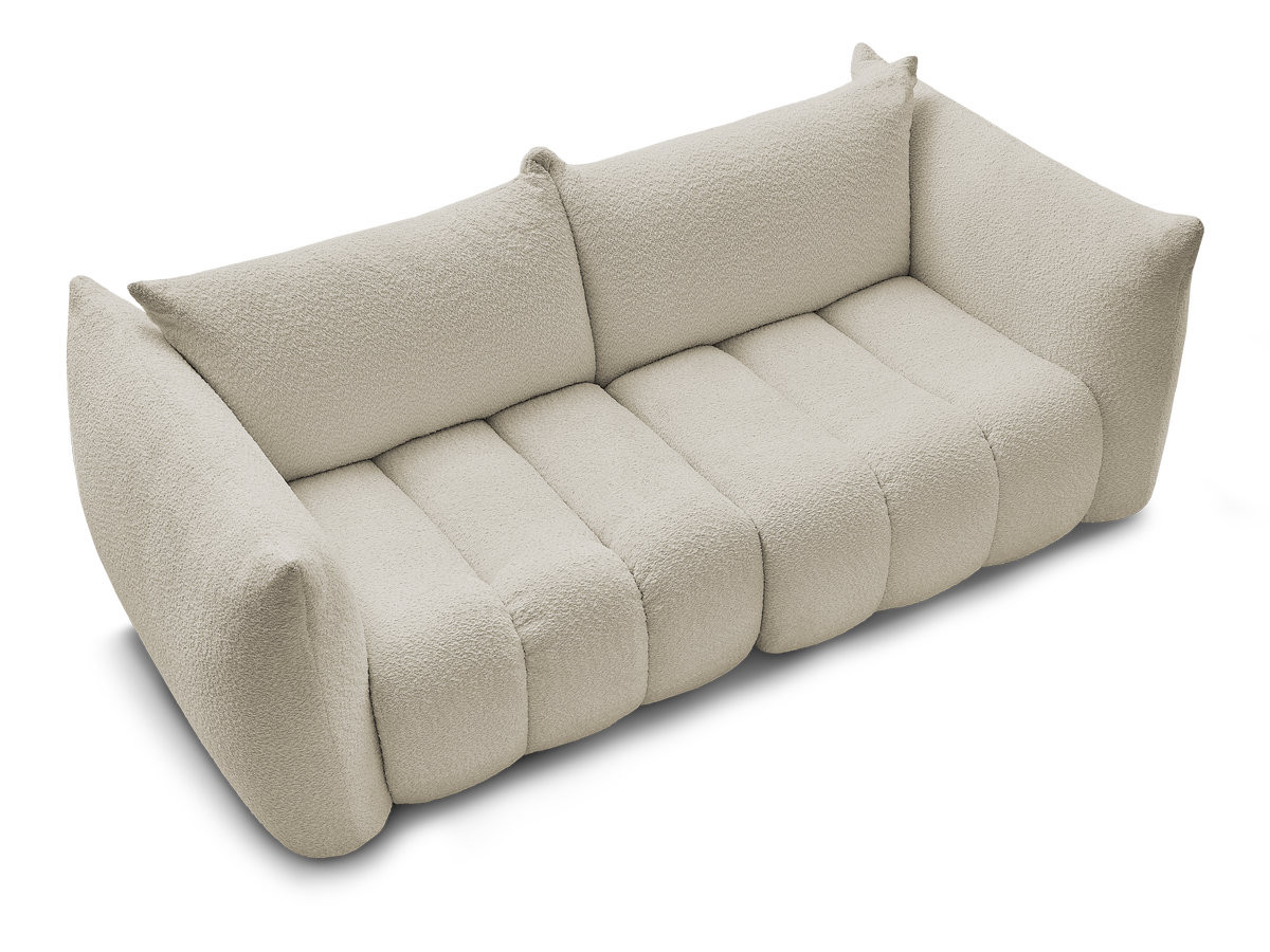 Canapé droit fixe 3 places AZRA tissu bouclette