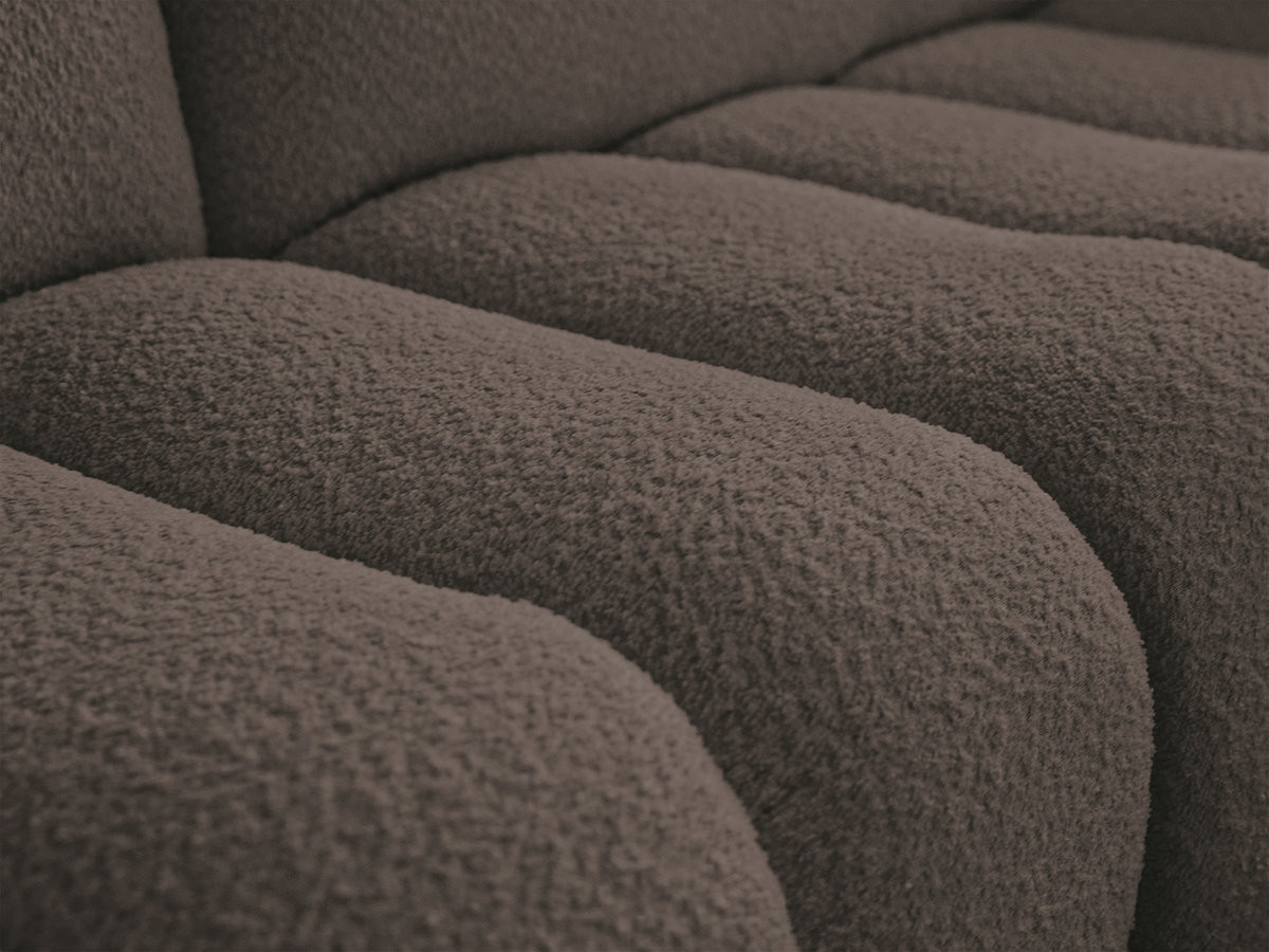 Canapé droit fixe 3 places AZRA tissu bouclette avec pouf