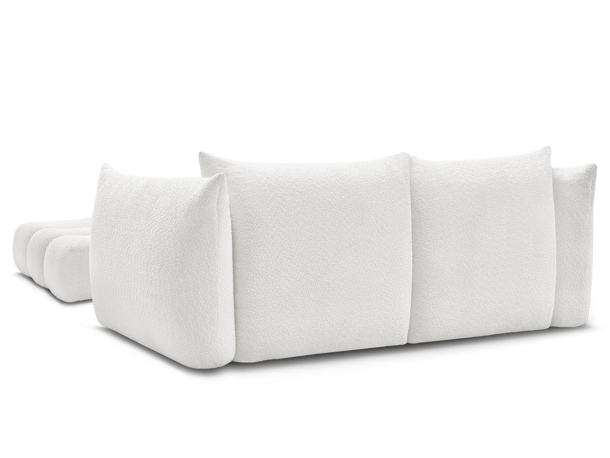 Canapé droit fixe 3 places AZRA tissu bouclette avec pouf