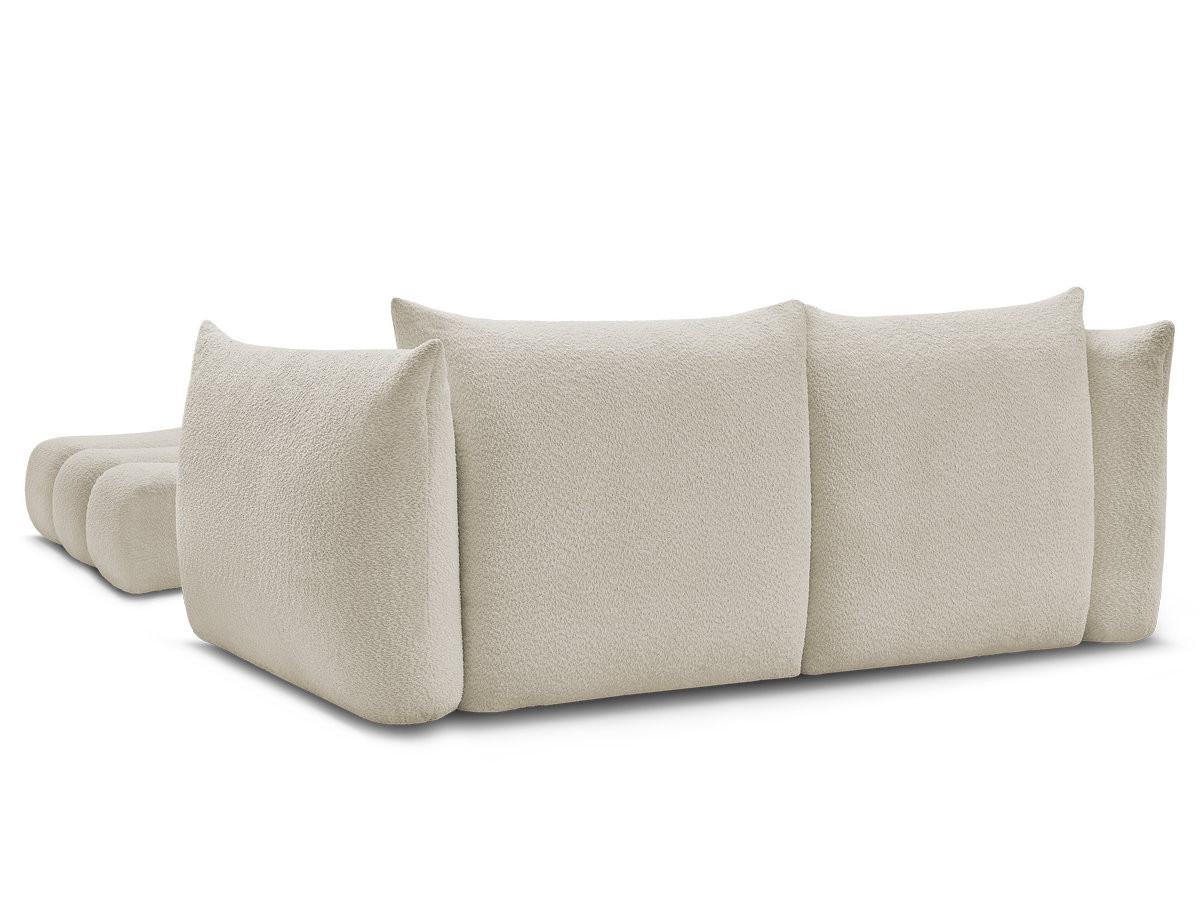 Canapé droit fixe 3 places AZRA tissu bouclette avec pouf