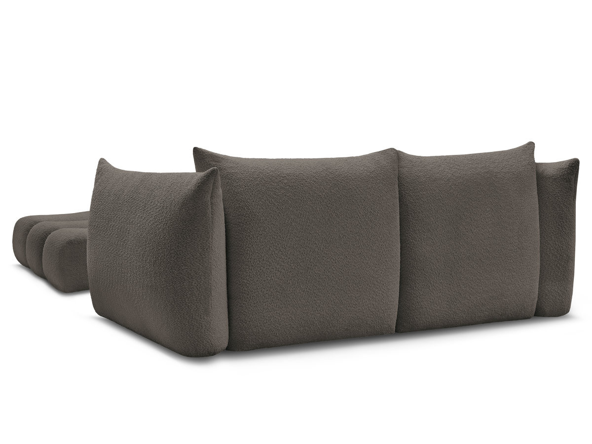 Canapé droit fixe 3 places AZRA tissu bouclette avec pouf