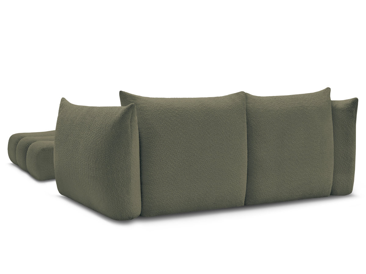 Canapé droit fixe 3 places AZRA tissu bouclette avec pouf