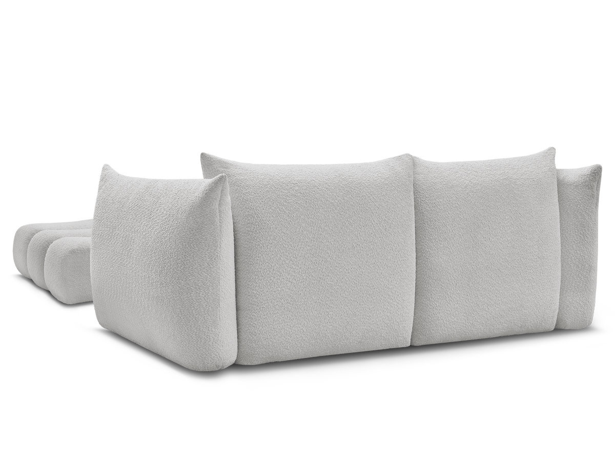 Canapé droit fixe 3 places AZRA tissu bouclette avec pouf