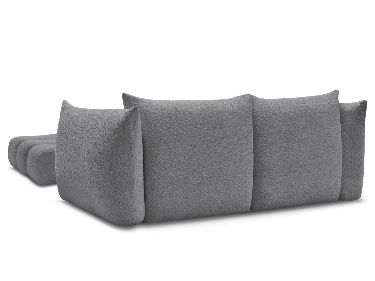 Canapé droit fixe 3 places AZRA tissu bouclette avec pouf