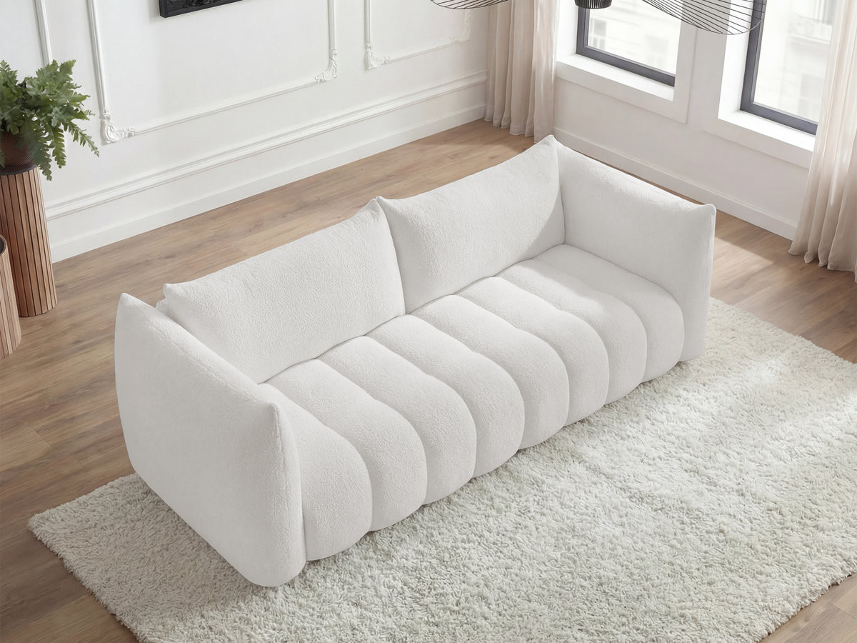 Canapé droit fixe 4 places AZRA tissu bouclette