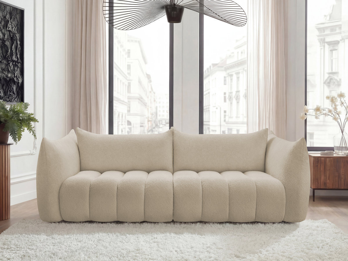 Canapé droit 4 places AZRA bouclette beige — vue 4