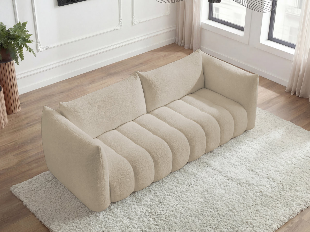 Canapé droit fixe 4 places AZRA tissu bouclette