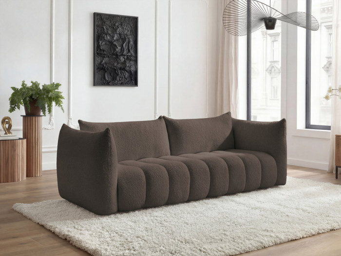 Canapé droit fixe 4 places AZRA tissu bouclette