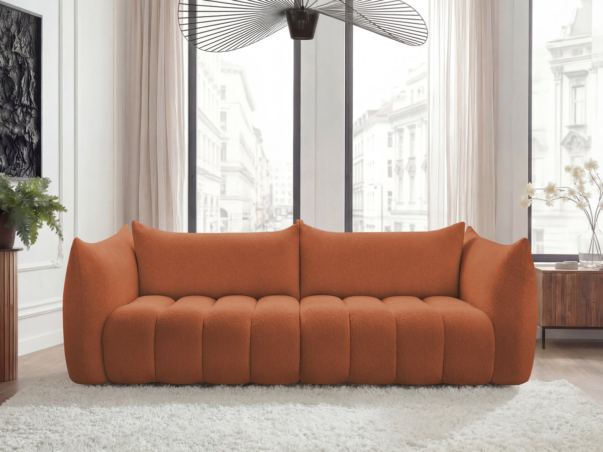 Canapé droit fixe 4 places AZRA tissu bouclette