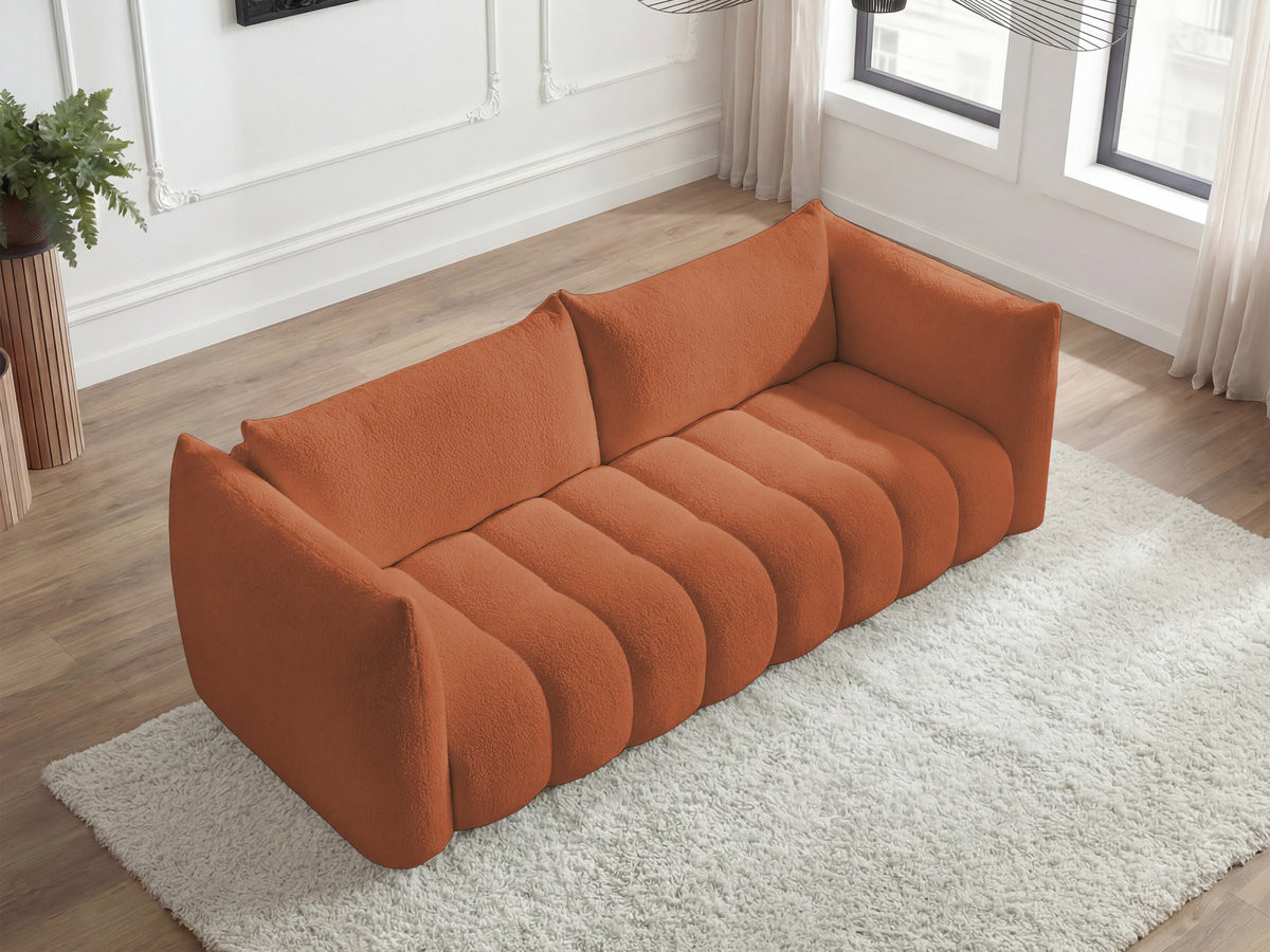 Canapé droit 4 places AZRA bouclette orange — vue 6