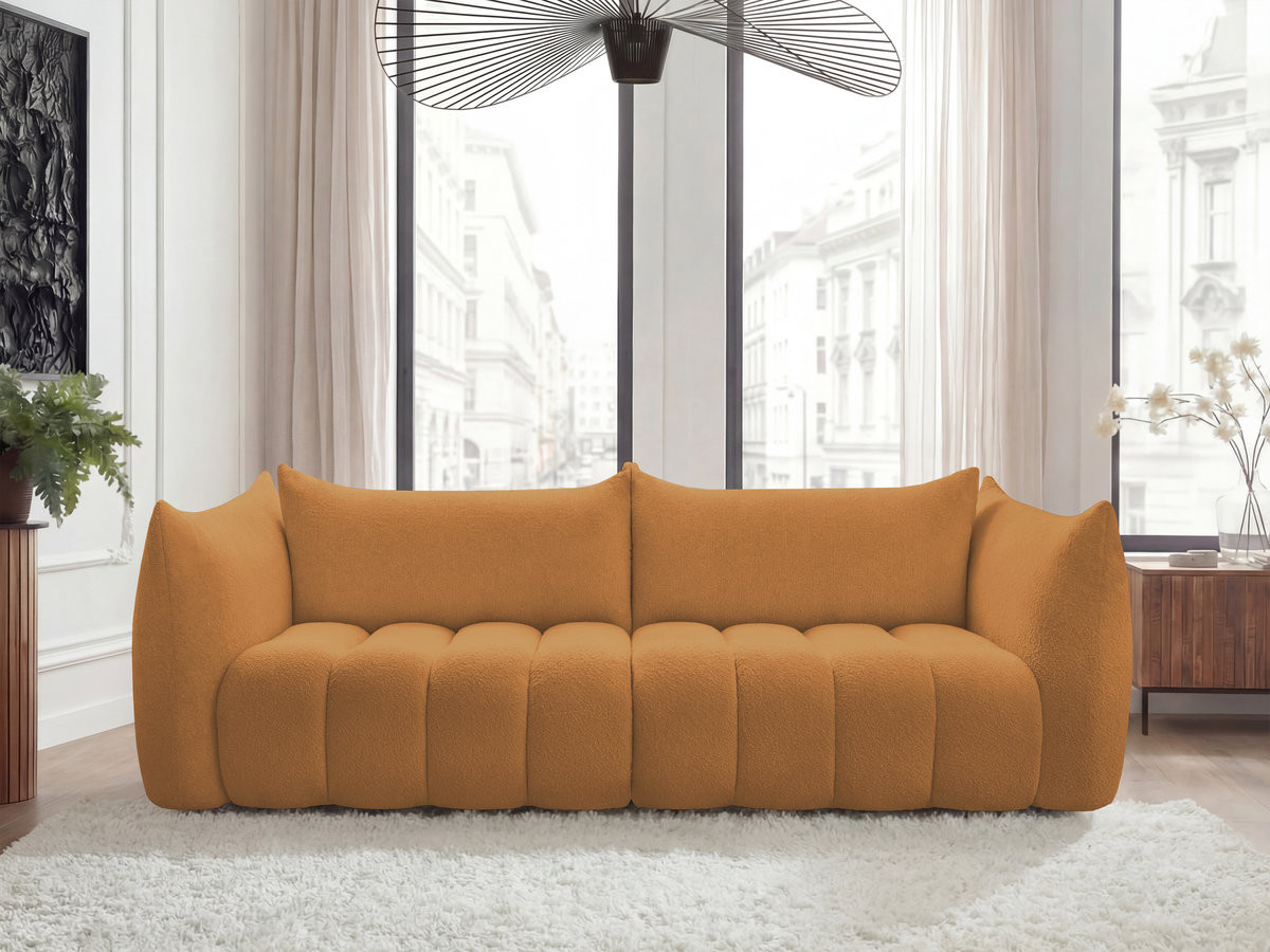 Canapé droit 4 places AZRA bouclette jaune — vue 4