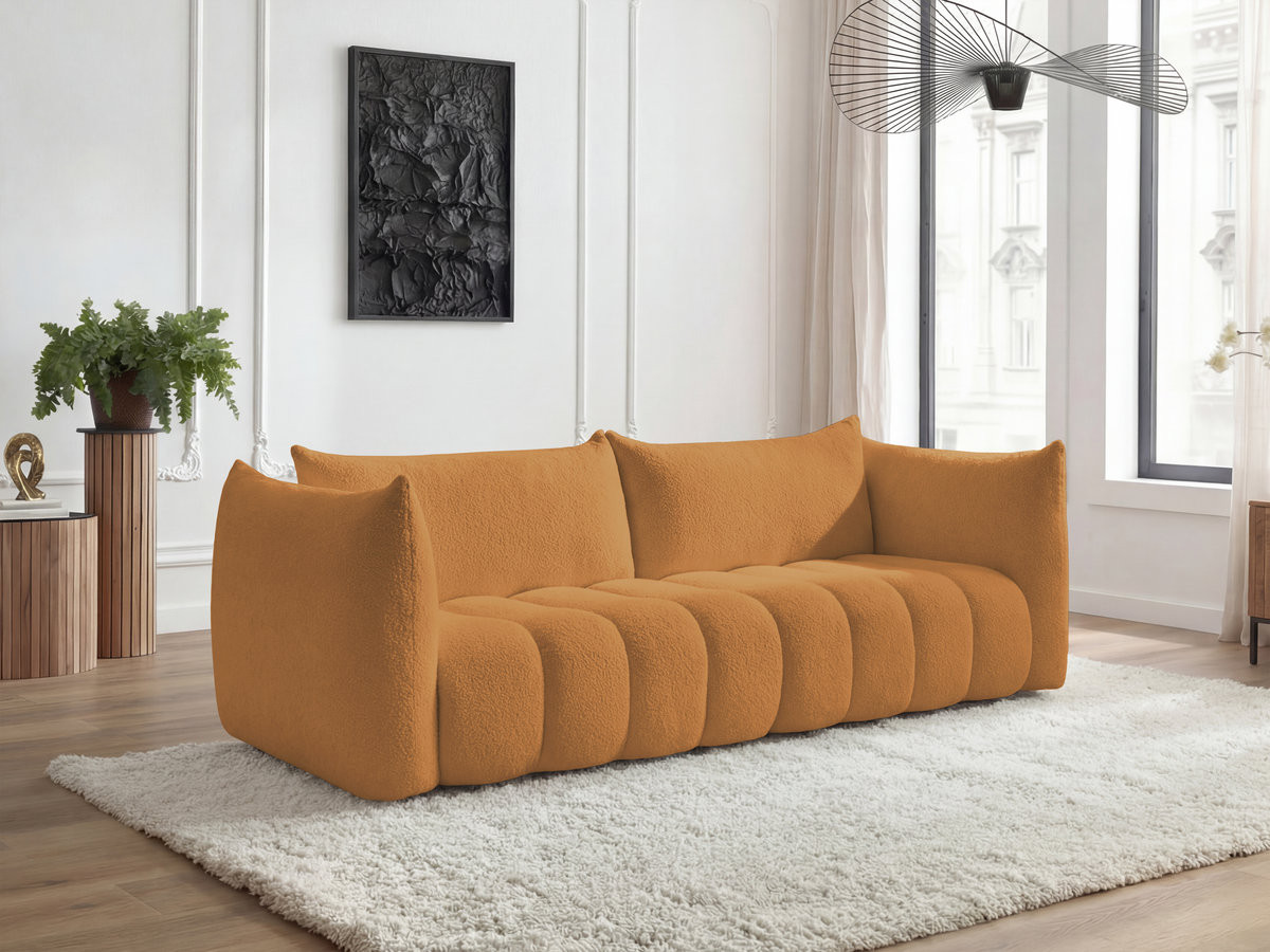 Canapé droit 4 places AZRA bouclette jaune