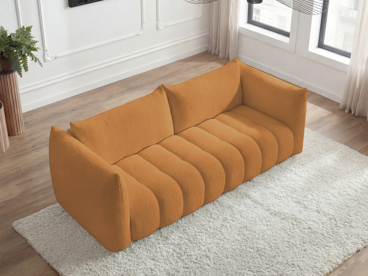 Canapé droit 4 places AZRA bouclette jaune — vue 6