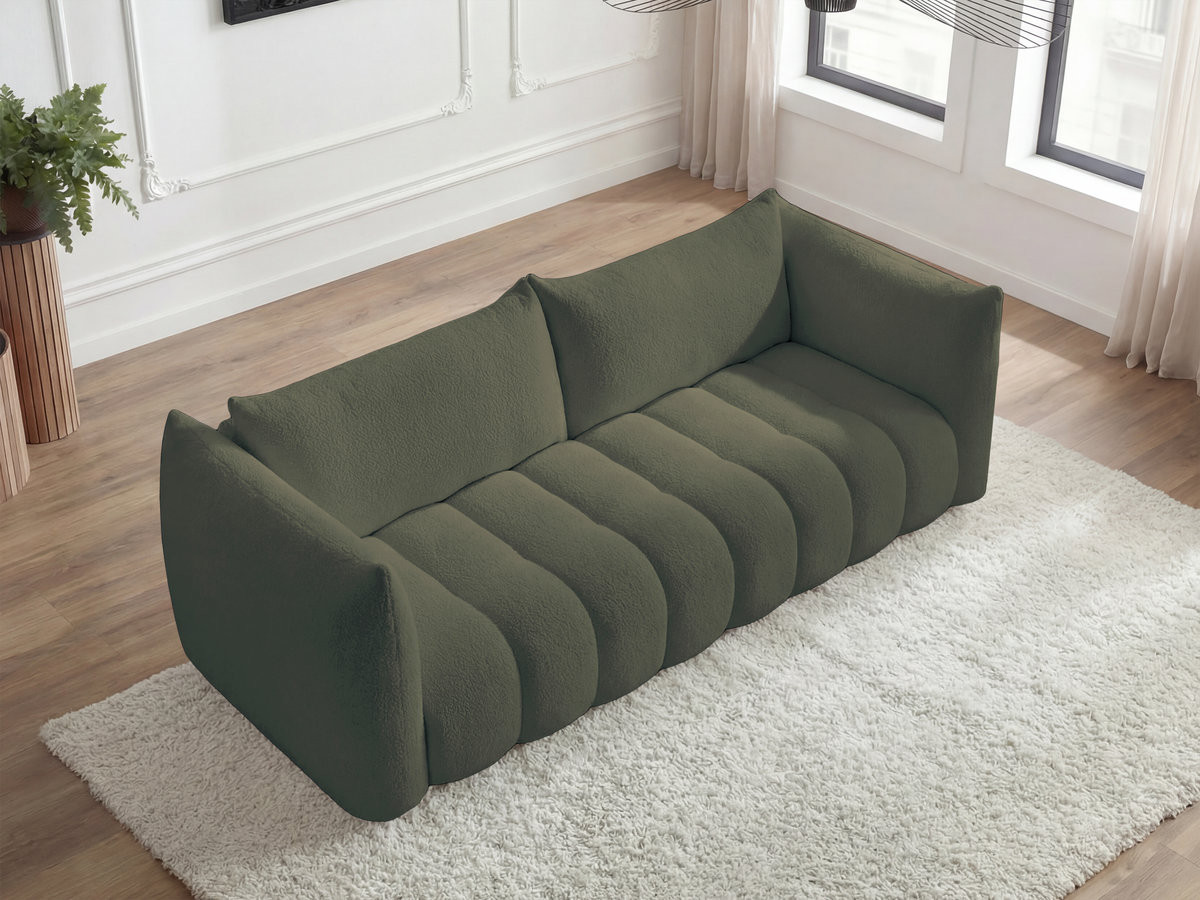 Canapé droit 4 places AZRA bouclette vert — vue 6