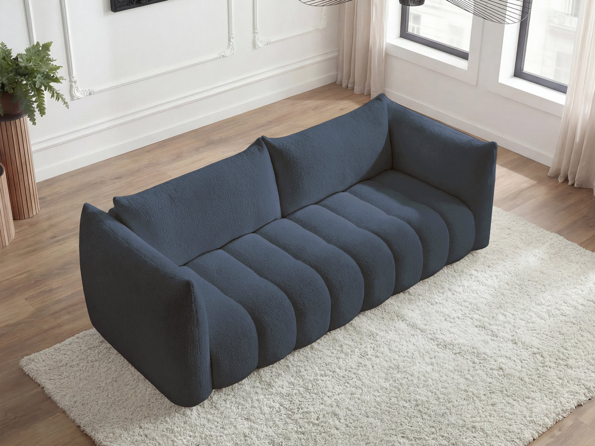 Canapé droit 4 places AZRA bouclette bleu foncé — vue 6