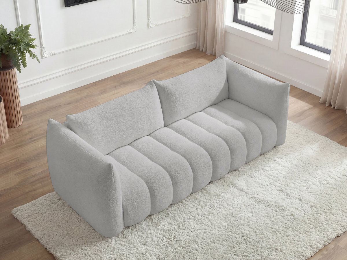 Canapé droit 4 places AZRA bouclette gris clair — vue 6