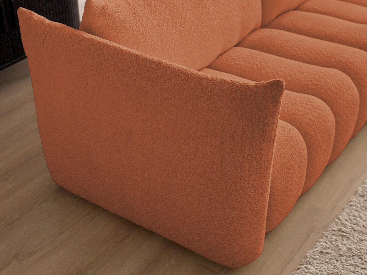 Canapé droit fixe 4 places AZRA tissu bouclette avec pouf