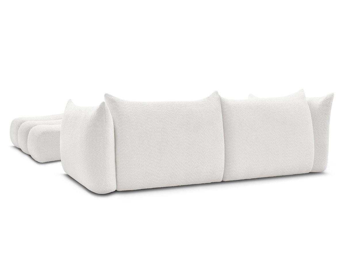 Canapé droit fixe 4 places AZRA tissu bouclette avec pouf