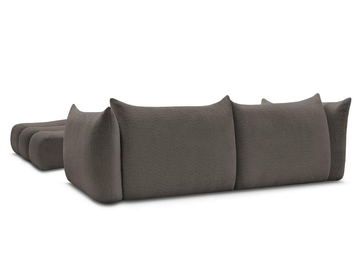 Canapé droit fixe 4 places AZRA tissu bouclette avec pouf