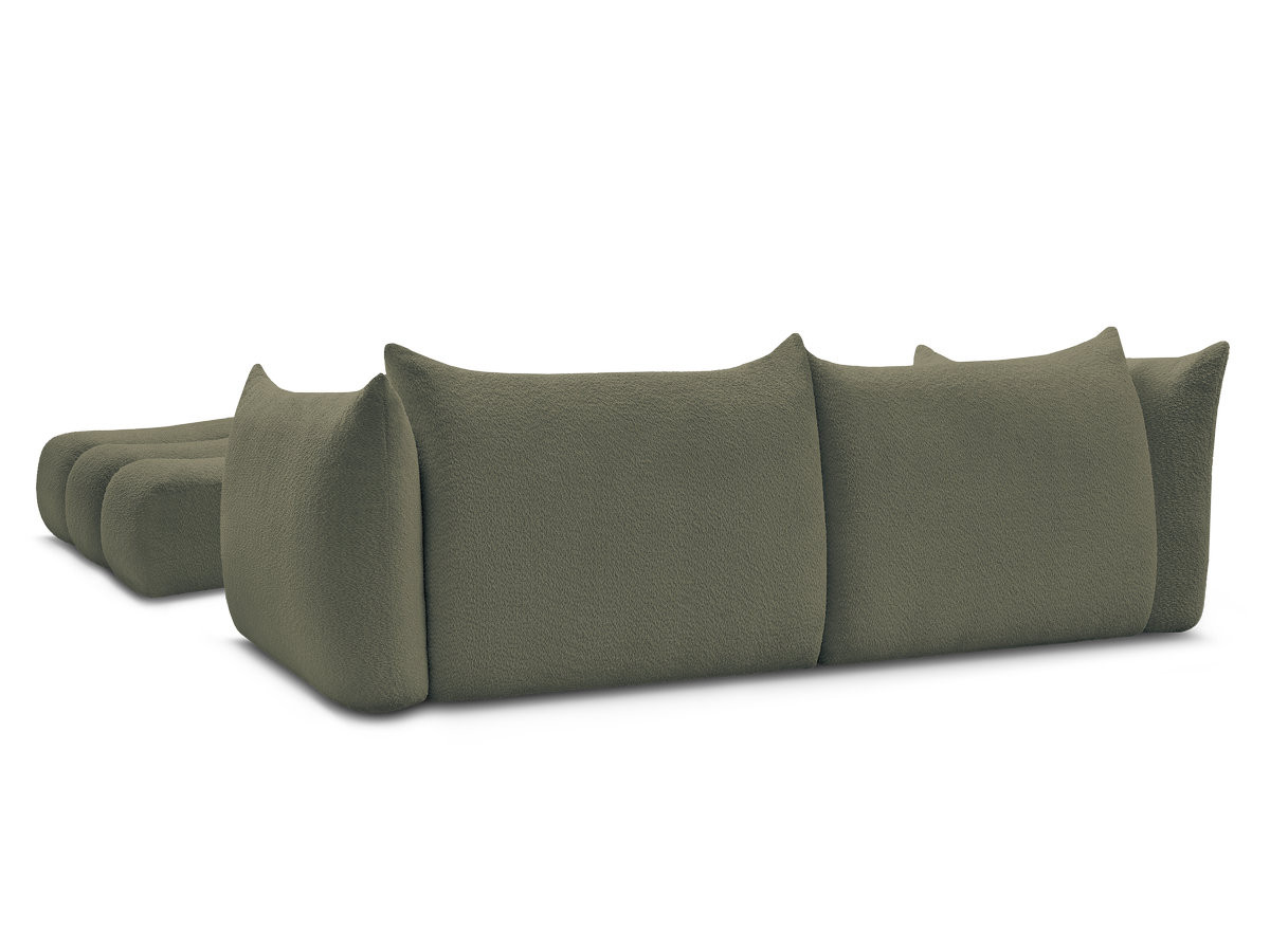 Canapé droit fixe 4 places AZRA tissu bouclette avec pouf