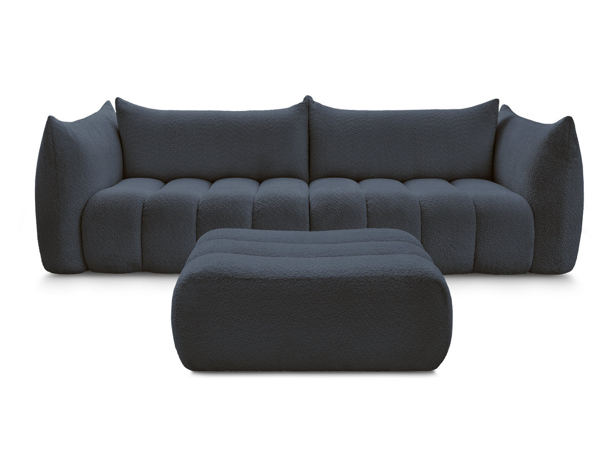 Canapé droit fixe 4 places AZRA tissu bouclette avec pouf