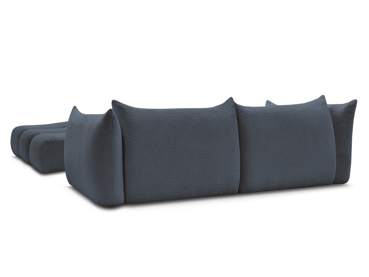 Canapé droit fixe 4 places AZRA tissu bouclette avec pouf