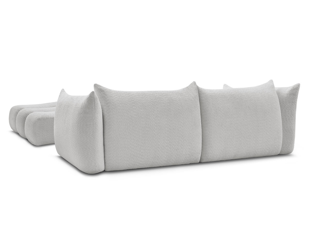 Canapé droit fixe 4 places AZRA tissu bouclette avec pouf