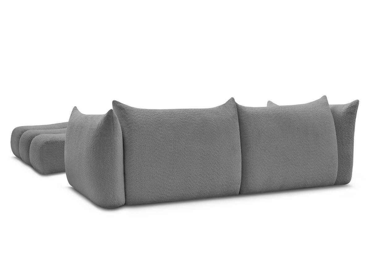 Canapé droit fixe 4 places AZRA tissu bouclette avec pouf