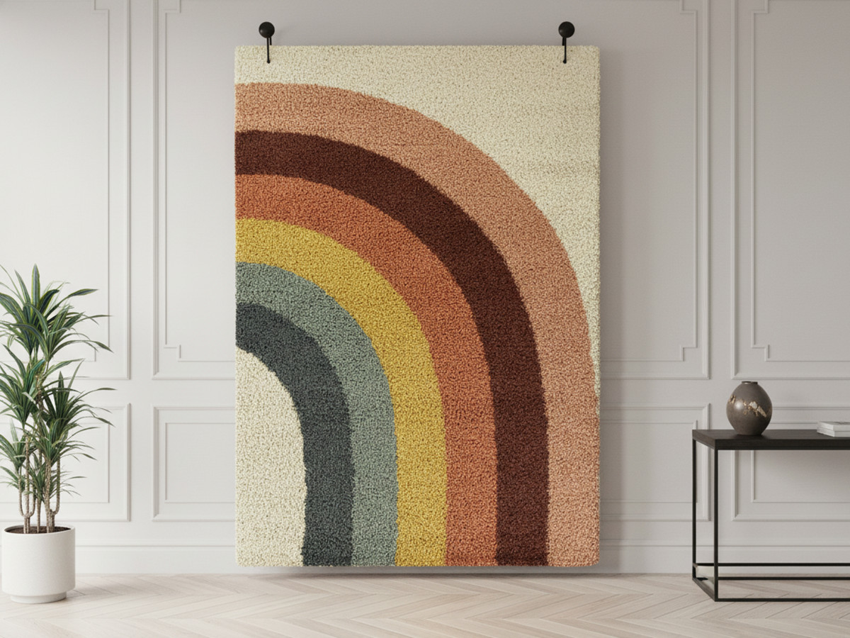 Tapis poils longs CLAIRE motif abstrait