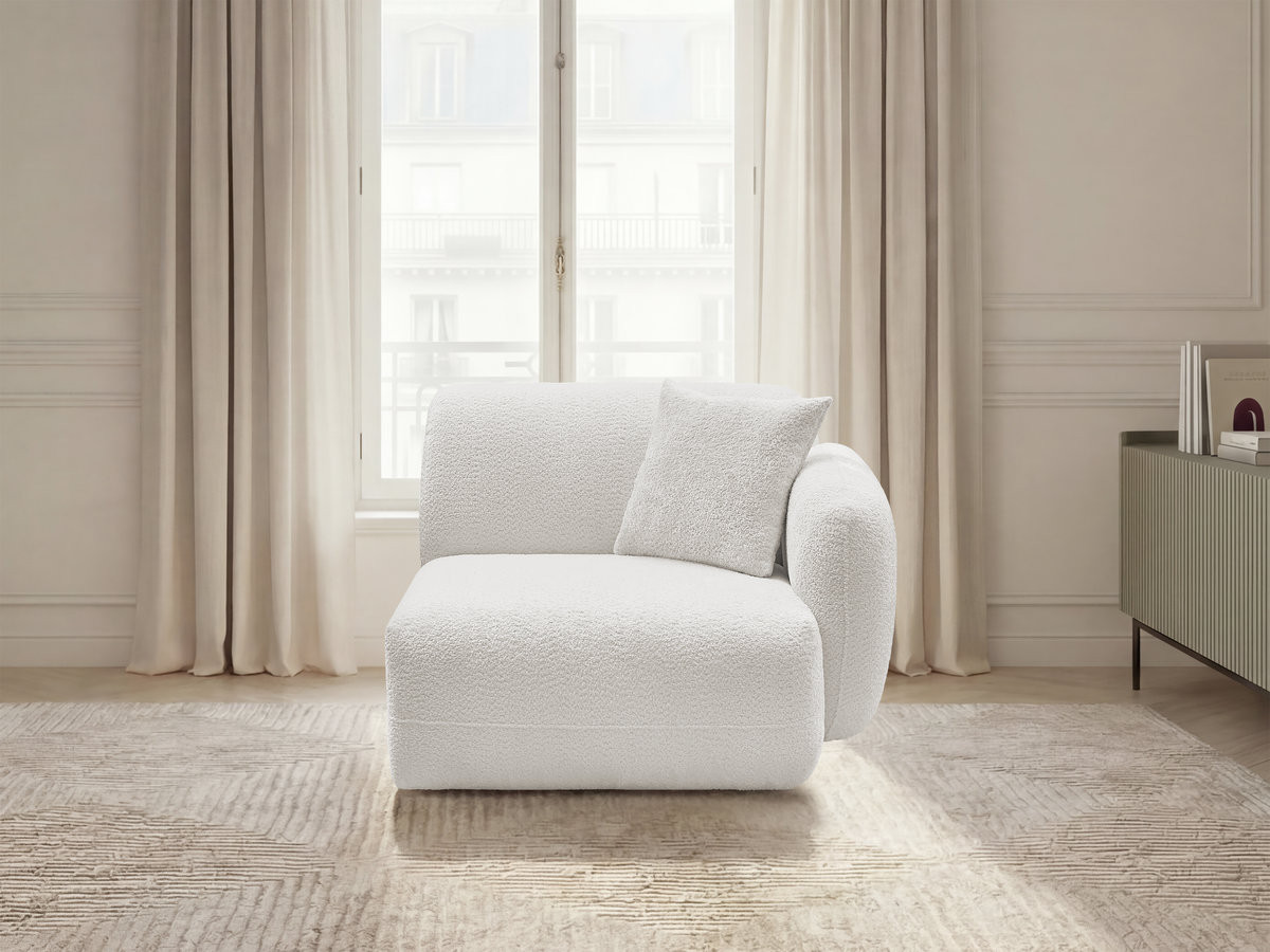 Chauffeuse 1 place avec accoudoir pour canapé modulable ANDA chenille blanc — vue 4