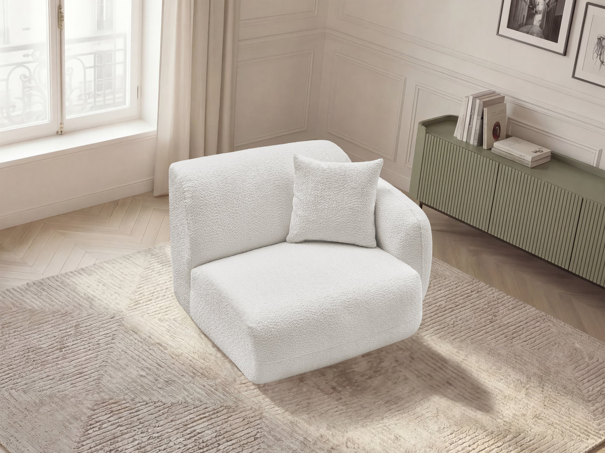 Chauffeuse 1 place avec accoudoir pour canapé modulable ANDA chenille blanc — vue 5