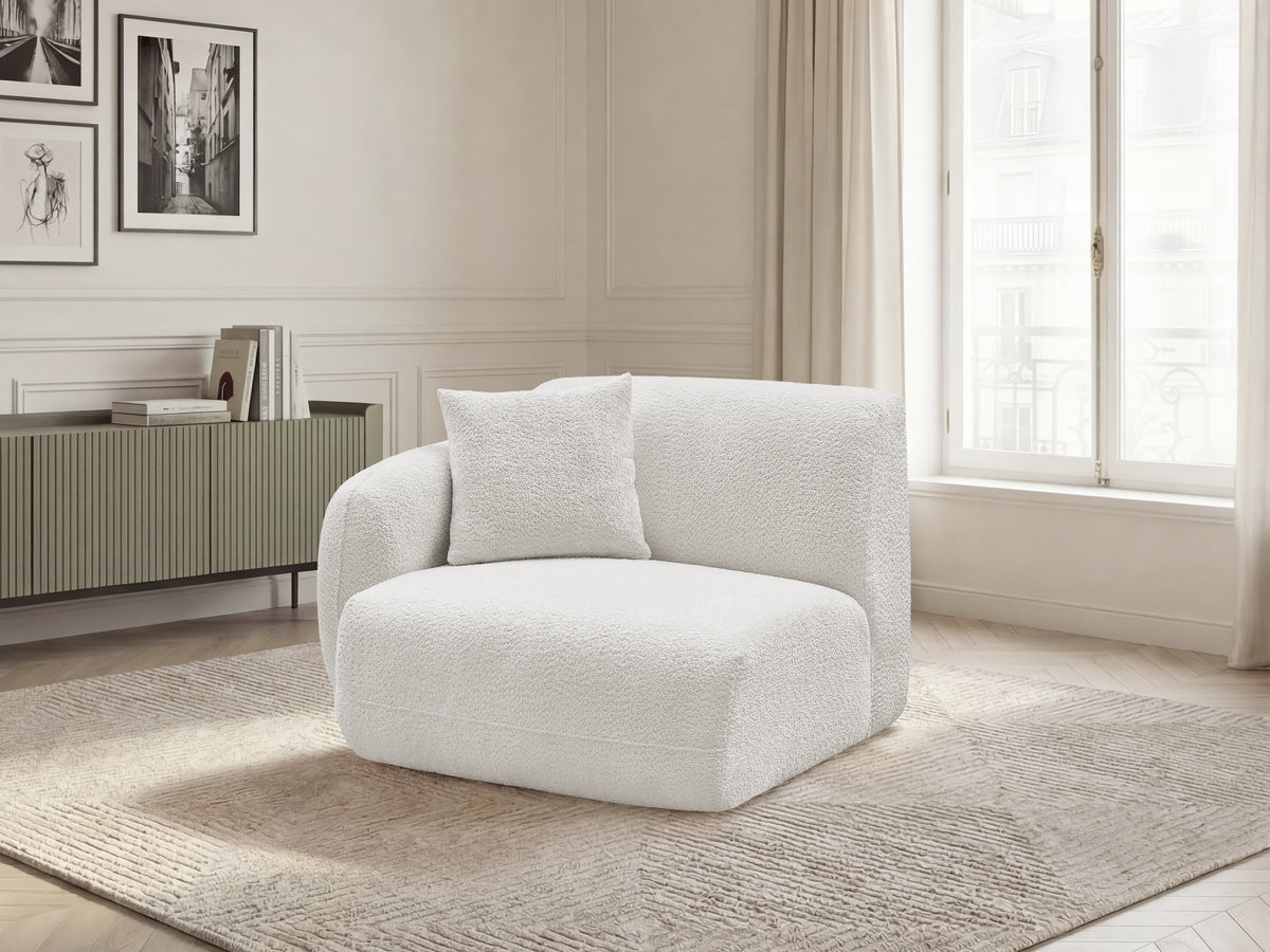 Chauffeuse 1 place avec accoudoir pour canapé modulable ANDA tissu chenille