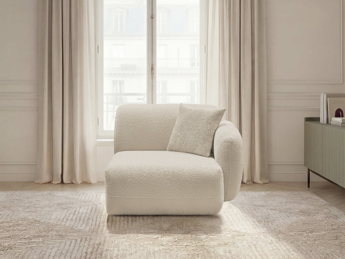 Chauffeuse 1 place avec accoudoir pour canapé modulable ANDA chenille beige — vue 4