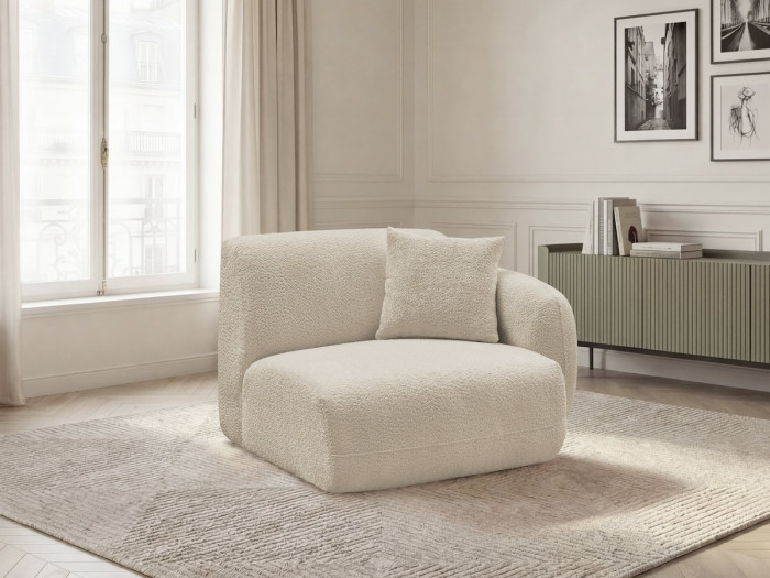 Chauffeuse 1 place avec accoudoir pour canapé modulable ANDA tissu chenille