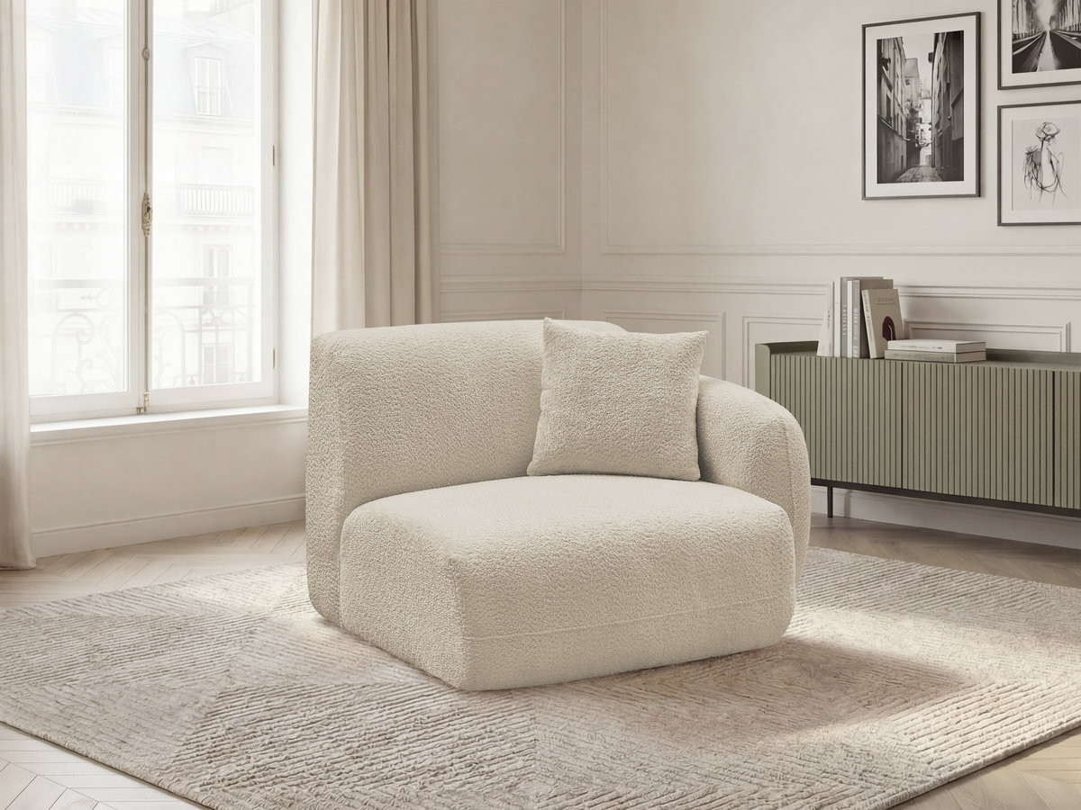 Chauffeuse 1 place avec accoudoir pour canapé modulable ANDA tissu chenille