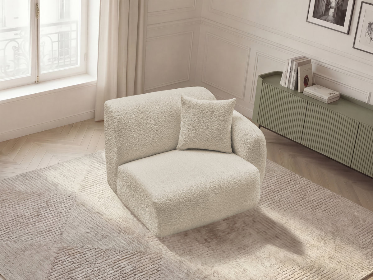 Chauffeuse 1 place avec accoudoir pour canapé modulable ANDA chenille beige — vue 5