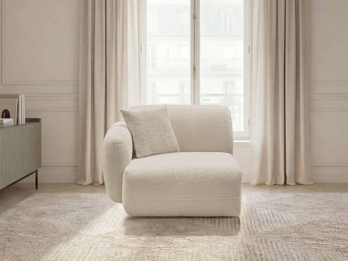 Chauffeuse 1 place avec accoudoir pour canapé modulable ANDA tissu chenille