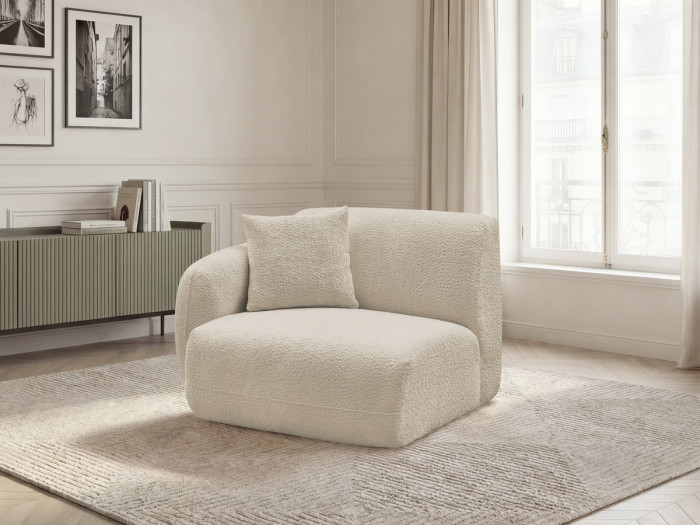 Chauffeuse 1 place avec accoudoir pour canapé modulable ANDA tissu chenille