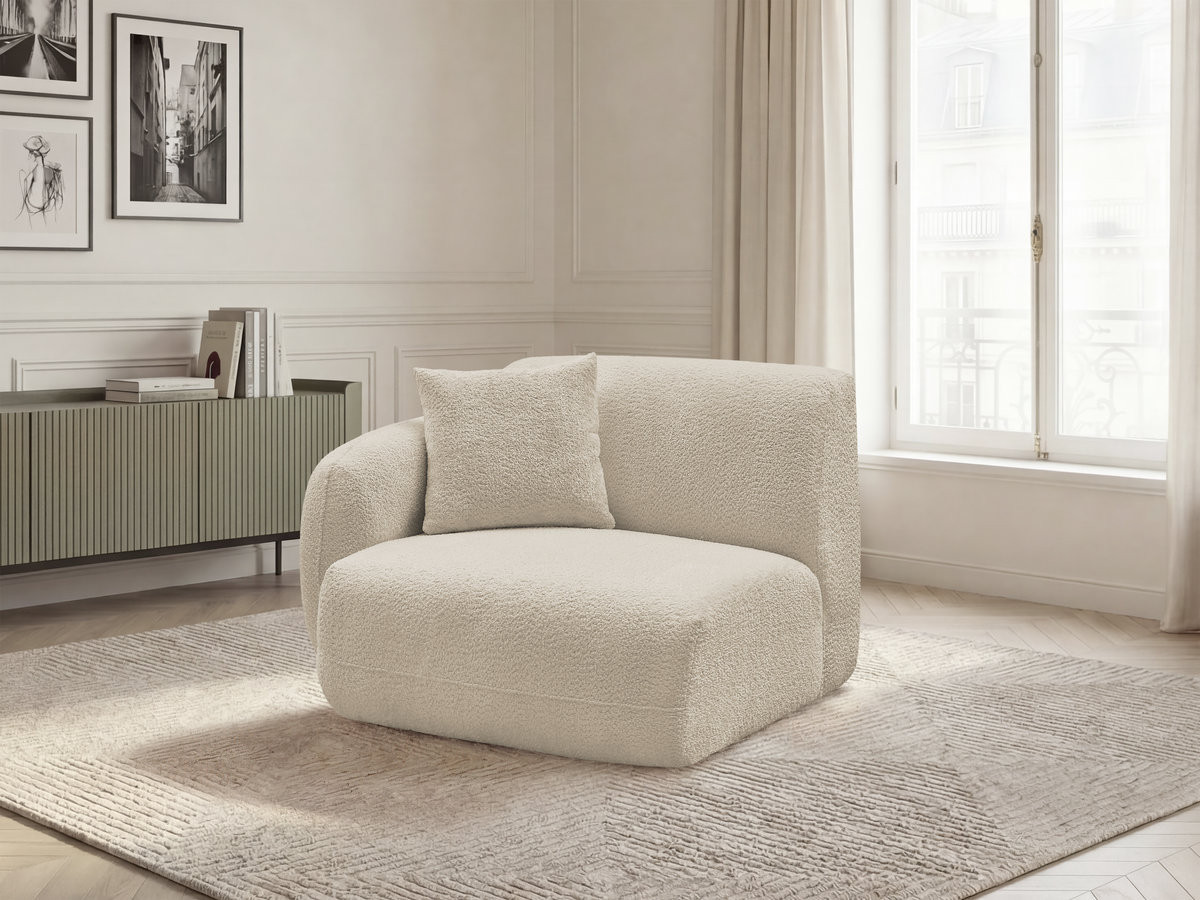 Chauffeuse 1 place avec accoudoir pour canapé modulable ANDA tissu chenille beige  angle gauche BOBOCHIC 1 places