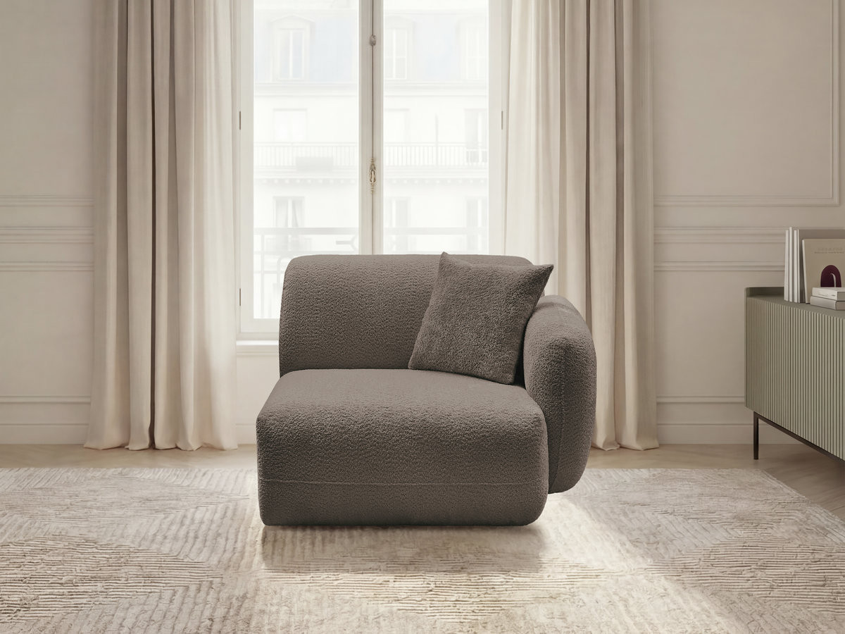 Chauffeuse 1 place avec accoudoir pour canapé modulable ANDA chenille taupe — vue 4